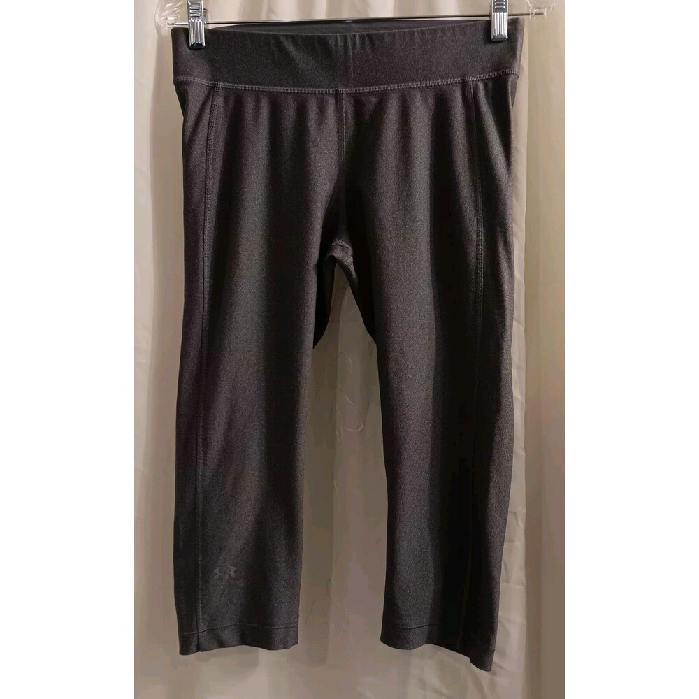 Women Large Under Armour Crop Pants Heatgear Gray Exercise Gear Yoga Lounge Gym